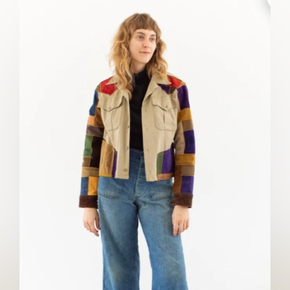 One-of-a-kind Deadstock Suede Patch Jacket